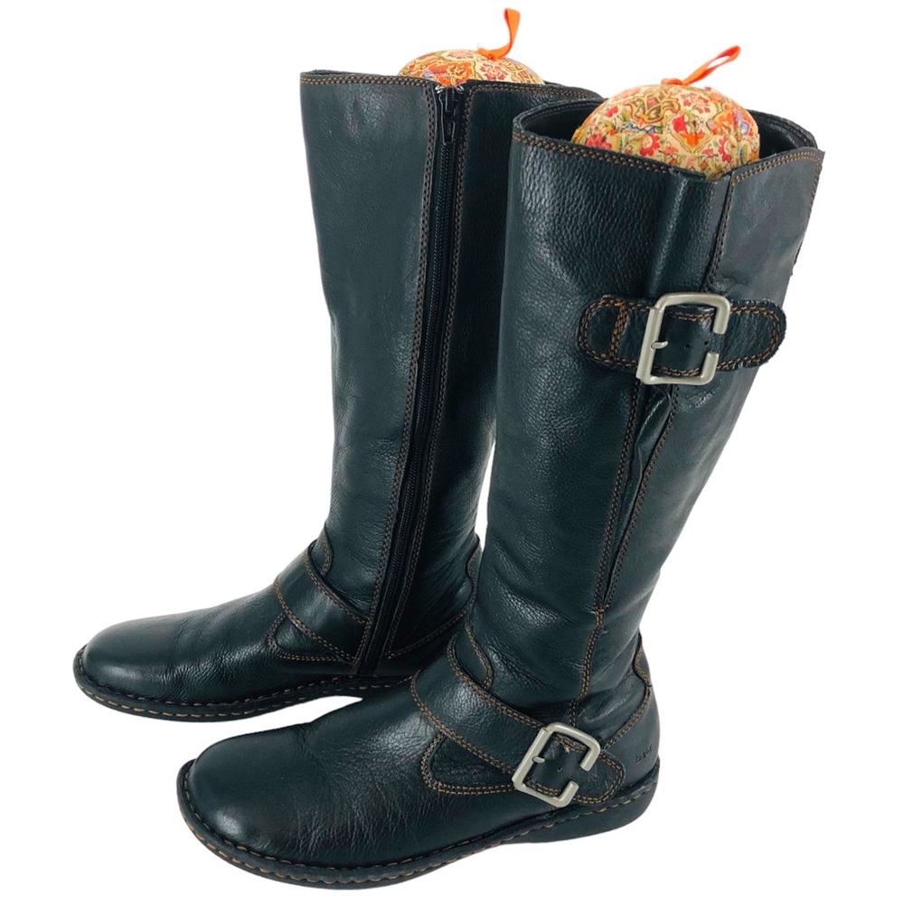 Born Round Toe Black Leather Boot